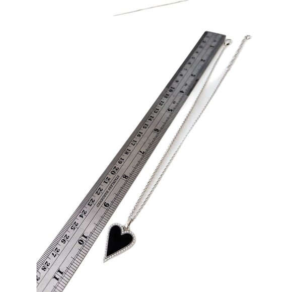 Brighton DAZZLING LOVE HEART Black Crystal Necklace Reversible NWOT - Picture 3 of 5